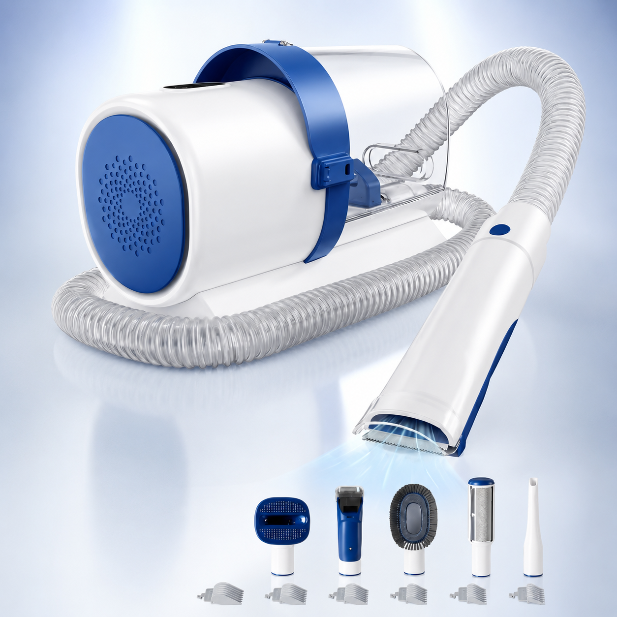 Blue Furvia grooming vacuum kit