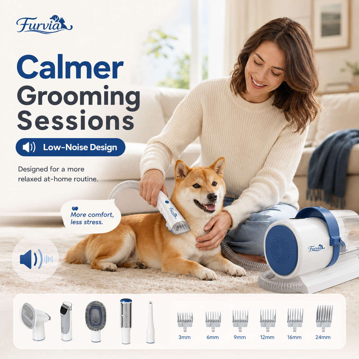 Furvia calmer grooming sessions with low-noise design